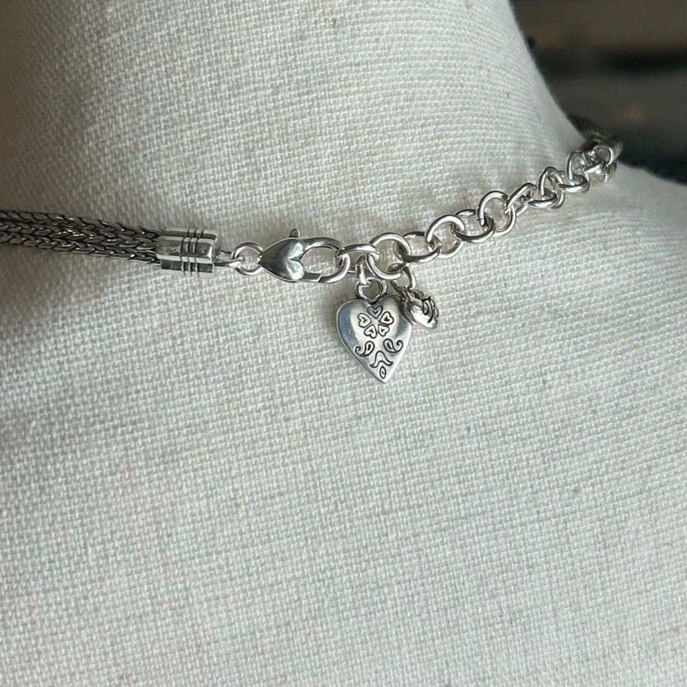 Brighton French Quarter Ophelia Heart Necklace Silver Plated 17” Triple Chain - Picture 11 of 16